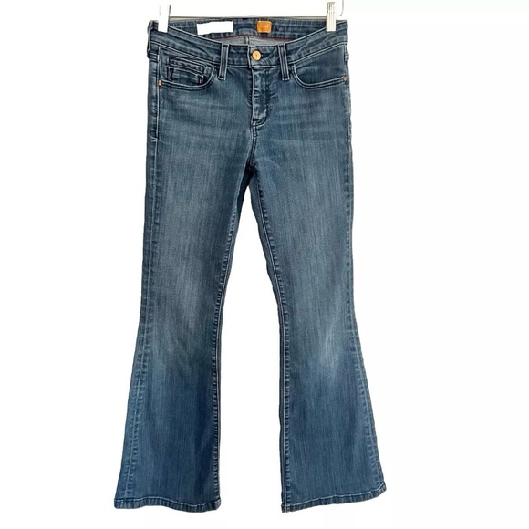 Pilcro and the Letterpress Denim - Pilcro STET Mid Rise Flare Jeans Womens 28 Dark Wash Anthropologie Stretch Denim